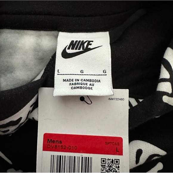 Nike Club Fleece All Over Print Swoosh Hoodie Black - Picture 5 of 6